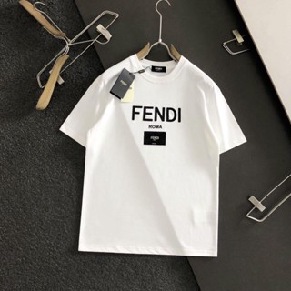 Fendi 23 เสื้อยืดคอกลม แขนสั้น ผ้าฝ้ายแท้ สไตล์เกาหลี เหมาะกับฤดูร้อน สําหรับผู้ชาย และผู้หญิง