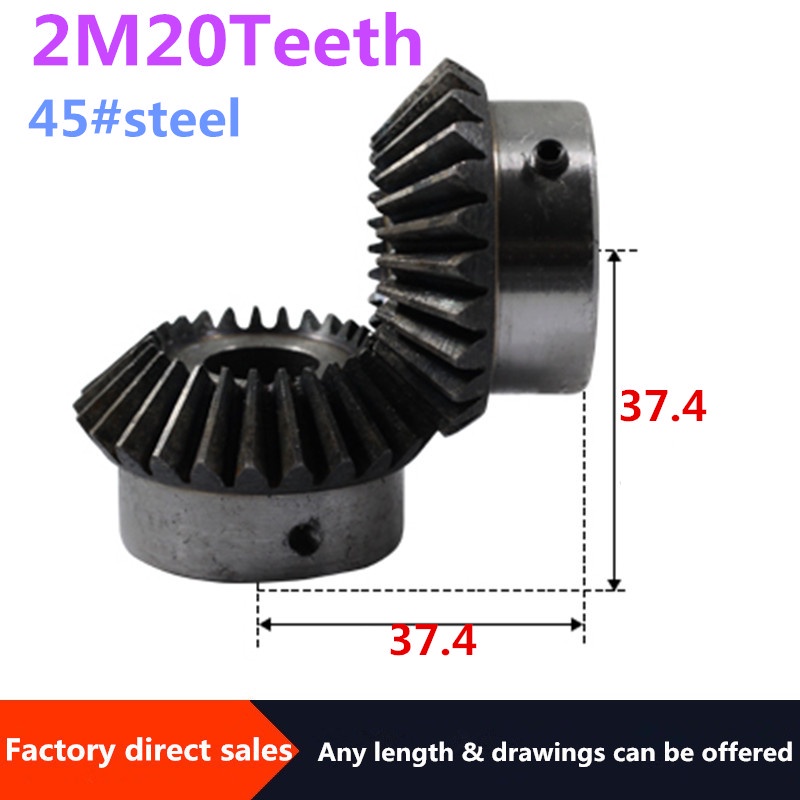 YY 2pcs Bevel Gear 2M 20Teeth inner hole 8/10/12/14/15/16/17/18/19/20 mm gear 90 degrees meshing a