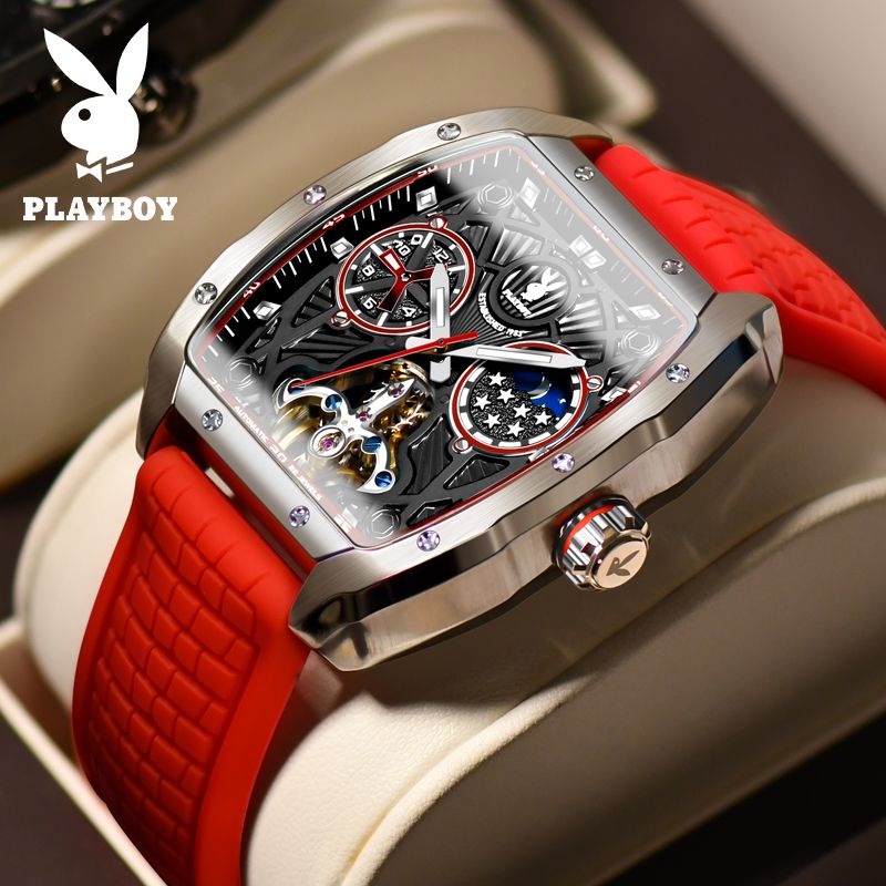Playboy นาฬิกาข้อมืออัตโนมัติ ทรงสี่เหลี่ยม ระดับไฮเอนด์ สําหรับผู้ชาย 2023