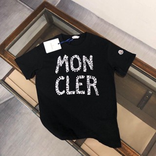 Moncler เสื้อยืดลําลอง ผ้าฝ้าย แขนสั้น คอกลม พิมพ์ลาย ทรงหลวม เหมาะกับฤดูร้อน สําหรับผู้ชาย และผู้หญิง