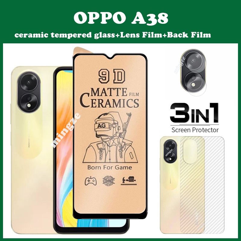 Oppo A38 เซรามิค กระจกนิรภัย ป้องกันหน้าจอ + ฟิล์มกล้อง + ฟิล์มด้านหลัง OPPO A78 A58 A98 เซรามิค ฟิล์มนิ่ม