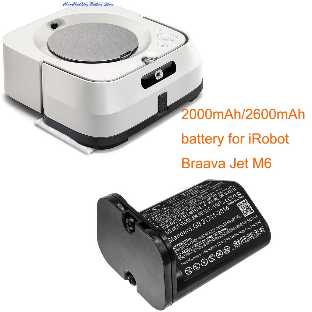 ◘ ☃▥ แบตเตอรี่ Cameron Sino 2000 / 2600 Mah สำหรับ Irobot Braava Jet M6,