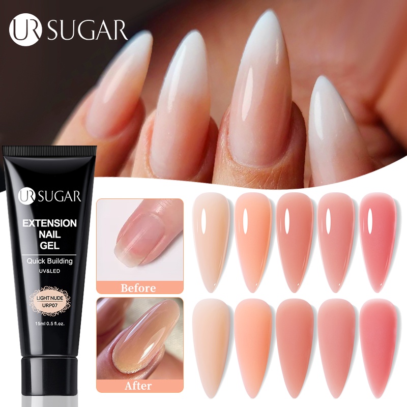 Ur SUGAR ยาทาเล็บเจล UV LED กึ่งถาวร สีชมพู สีขาว สีนู้ด ขนาด 15 มล.