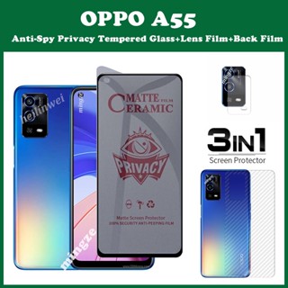 3-in-1 กระจกนิรภัย OPPO A55 กระจกนิรภัย ป้องกันหน้าจอ OPPO A78 A58 A95 A77s A76 A57 A17 A17k A16 A16k ฟิล์มกล้อง + ฟิล์มด้านหลัง ตัวป้องกันเลนส์กล้อง