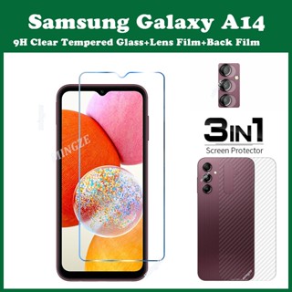 3 in 1 ฟิล์มกระจกนิรภัยกันรอยหน้าจอ และเลนส์กล้อง ด้านหลัง สําหรับ Samsung Galaxy A24 A14 A34 A54 5G A73 A53 A33 A23