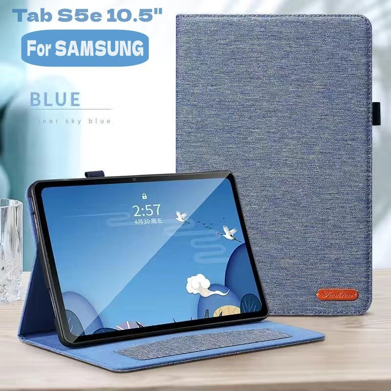 สําหรับ Samsung Galaxy Tab S5e 10.5 นิ้ว กรณี SM-T720 T725 แท็บเล็ตกรณี ผ้า Denim เคสฝา กันกระแทกผู้ถือบัตรฝาครอบป้องกั