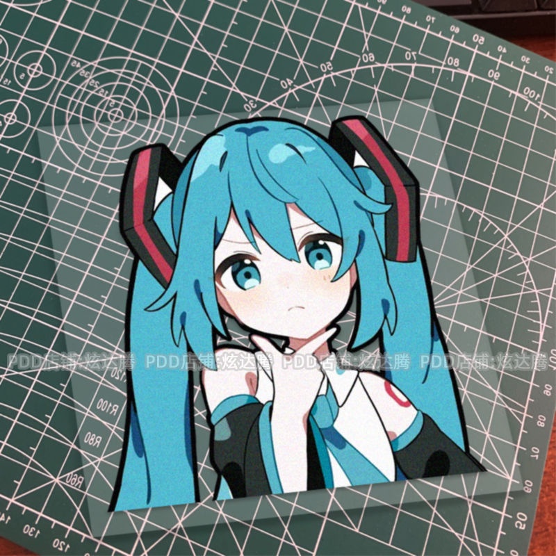 Hatsune MIKU MIKU อะนิเมะสองมิติสะท้อนแสงการ์ตูนรถสติกเกอร์ตกแต่งรถยนต์ไฟฟ้าสติกเกอร์ ipad