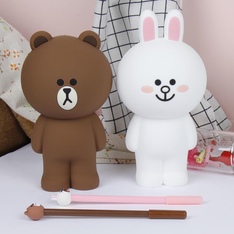 [SHINE] กระเป๋าเครื่องเขียน ซิลิโคน ลายกระต่าย หมีบราวน์น่ารัก เรียบง่าย สไตล์เกาหลี สําหรับนักเรียนหญิง