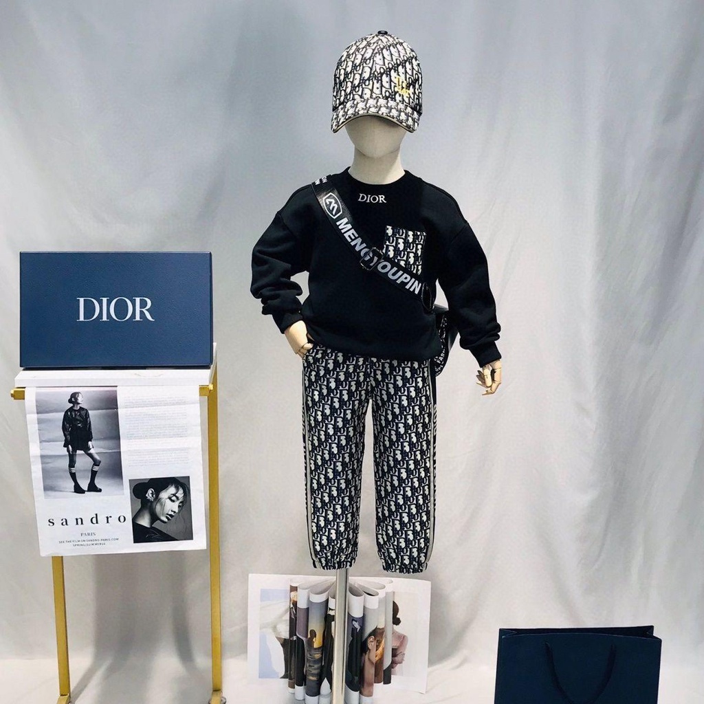 Dior ชุดสูท ผ้ากํามะหยี่ สไตล์เกาหลี ฤดูใบไม้ร่วง และฤดูหนาว สําหรับเด็ก