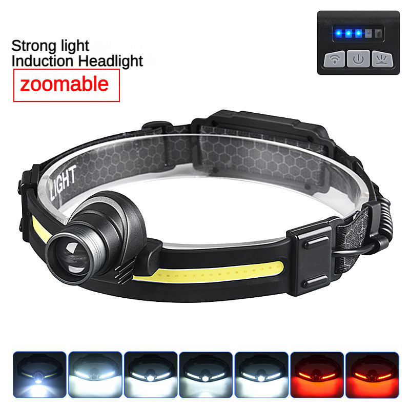 Wurkkos TD169 เซ็นเซอร์ไฟหน้า COB ไฟหน้าซูม LED แบบชาร์จไฟได้เซ็นเซอร์อัจฉริยะไฟหน้าแบบพกพาน้ําหนักเ