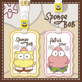 cardholder holder card ซองใส่บัตรคลื่น SpongeBob คู่นักเรียนบัตรวิทยาเขตบัตรรถบัสบัตรรับประทานอาหารโรงอาหารเชือกยืดไสลด์เชือกเส้นเล็กเชือกคล้องคอชุดใบรับรองบัตรประชาชนรับส่งอนุบาลโรงงานยี่ห้อพนักงานบัตรผ่านออกปกป้องกัน