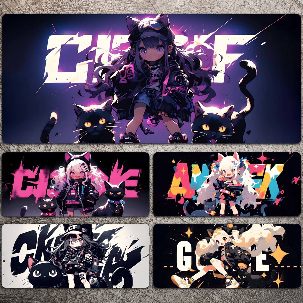 [70 * 30 ซม.] แผ่นรองเมาส์ ลายการ์ตูนแมว สองมิติ ขนาดใหญ่ สําหรับเล่นเกม หอพัก คาเฟ่