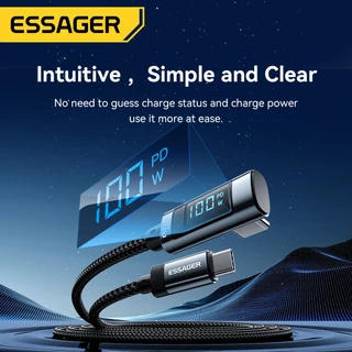 Essager สายชาร์จ Type C เป็น Type C 100W ชาร์จเร็ว สําหรับโทรศัพท์ PD QC 3.0 หน้าจอดิจิตอล Usb C