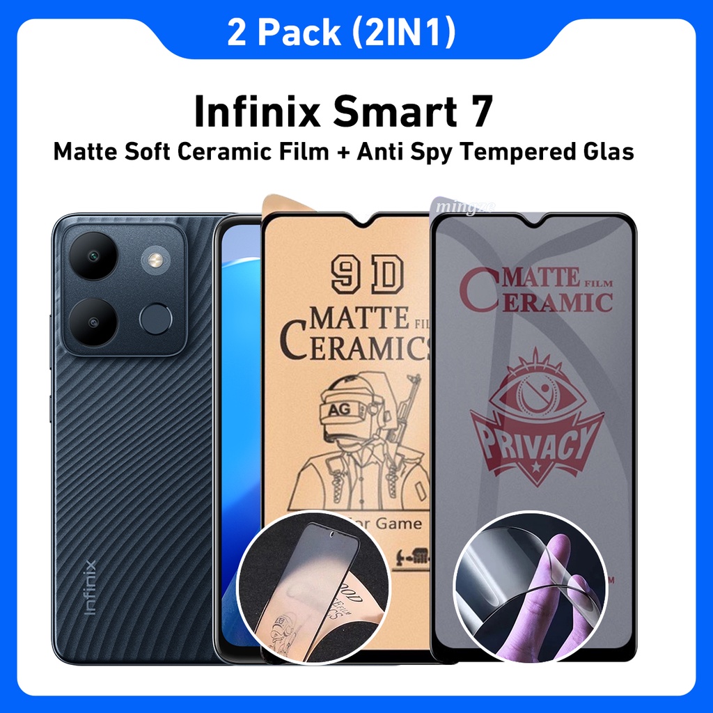 ฟิล์มกระจกนิรภัยกันรอยหน้าจอ เซรามิค เนื้อแมตต์ กันแอบมอง สําหรับ Infinix Smart 7 Infinix Smart 7 6 HD