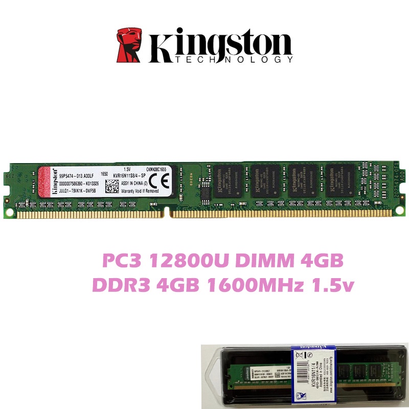 【พร้อมส่ง】Kingston Value RAM หน่วยความจําเดสก์ท็อป DDR3 DDR3L 1333 1600MHz PC3L-10700 12800U DIMM 4GB 8GB