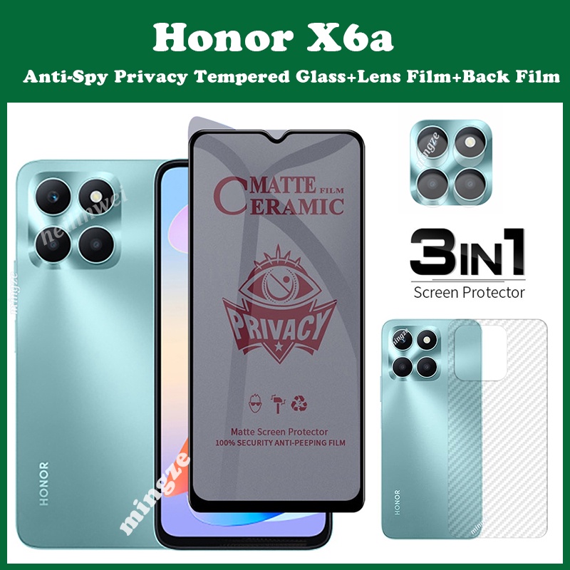ฟิล์มกระจกนิรภัยกันรอยหน้าจอ และเลนส์ และฟิล์มด้านหลัง ป้องกันการแอบมอง สําหรับ Honor X6A Honor X8A 