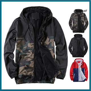 cheer|  Men Soft Coat Camouflage Print Jacket Stylish Men's Camo Jacket with Hood and Zipper Closure Perfect for Fall/winter Plus Size Options Available