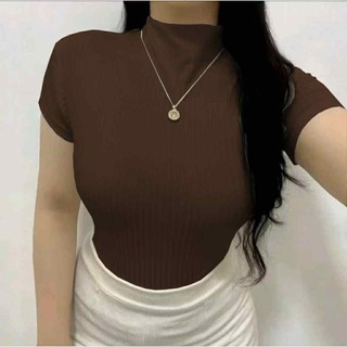 Turtle Neck Knitted Top - Black Short Sleeve Ribbed Knitwear for Women | DA&ABOUT THE FIT (Charie)