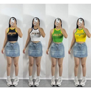 Jian Brasil Racerback Tank Crop Top Cotton Spandex For Women Womenswear