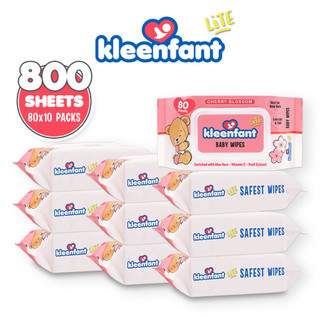 Kleenfant Lite Cherry Blossom Baby Wipes 80 Tender sheets  10 Packs Wet Wipes for Baby Newborn Kids