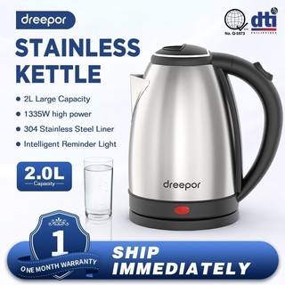 Dreepor 2L Electric Kettle Stainless Steel Water Kettle Electric Heater Easy and Convenient