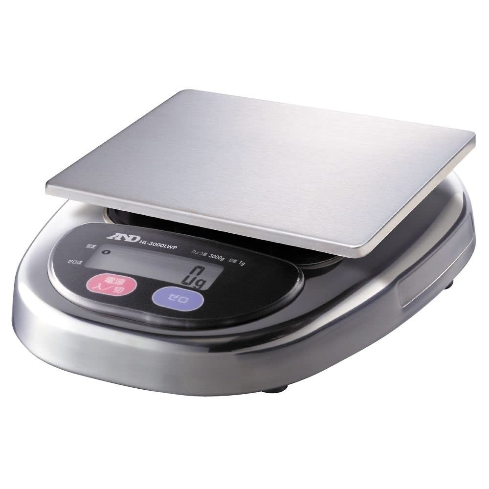 A&D dustproof and waterproof digital scale HL-3000LWP Capacity 3000g Minimum display 1g Pan dimensio