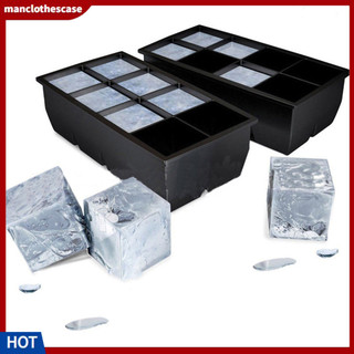 XA_Black 8 Big Cube Giant Jumbo Large Silicone Ice Cube Square Tray Mold Mould