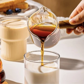 Emory Espresso Shot Glasses Measuring Cup 60ml/75ml Wooden Handle Ounce Measuring Cup Coffee