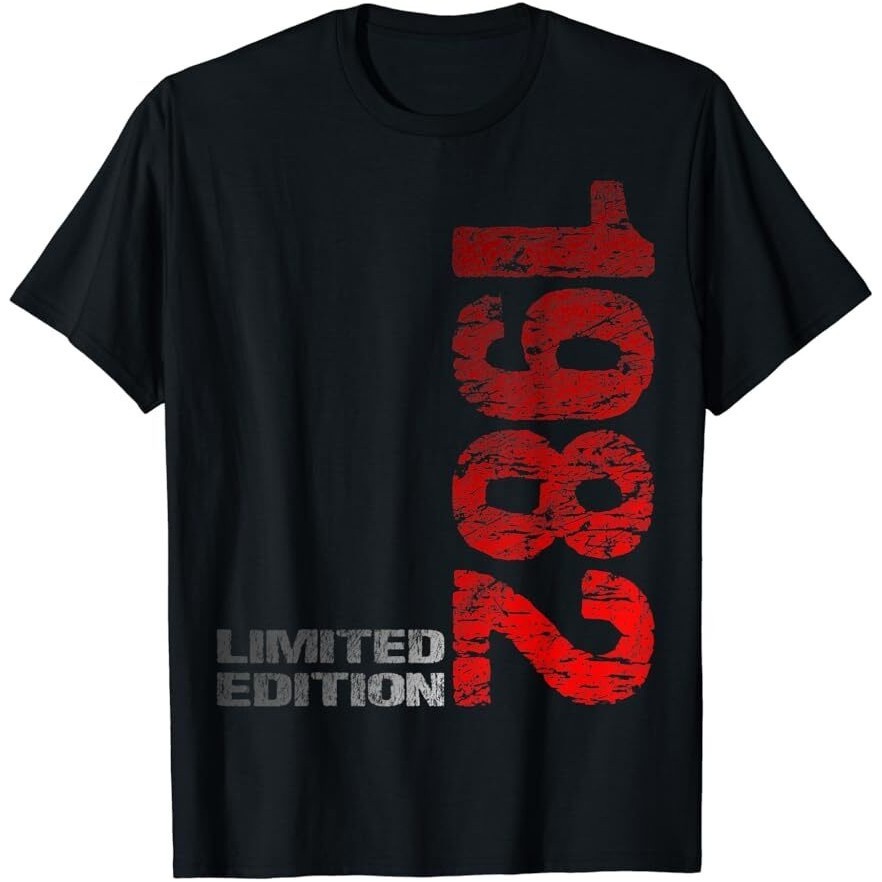 เสื้อยืดวินเทจ กราฟิก สไตล์สตรีทแวร์ สำหรับผู้ชาย ย้อนยุคปี 1982