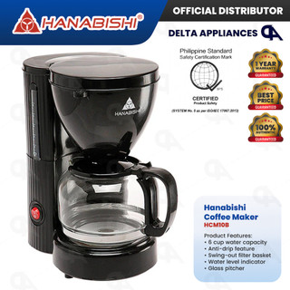 Hanabishi Coffee Maker 6 Cups Glass Carafe Original w/ 1 Year Warranty HCM 10B