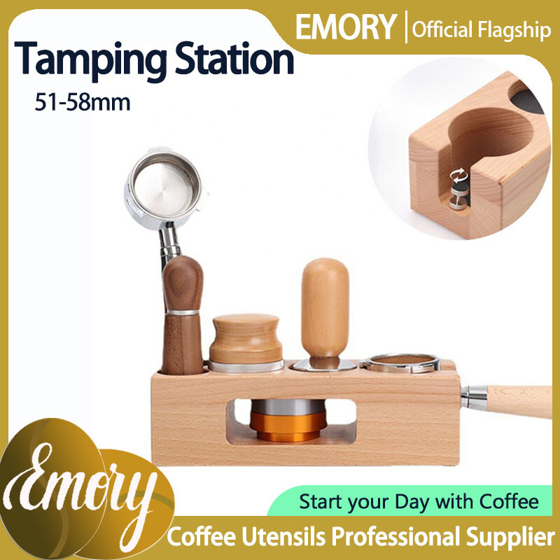 5 Holes Coffee Tamper Holder Portafilter holder Wooden Tamping Station Coffee Accessories