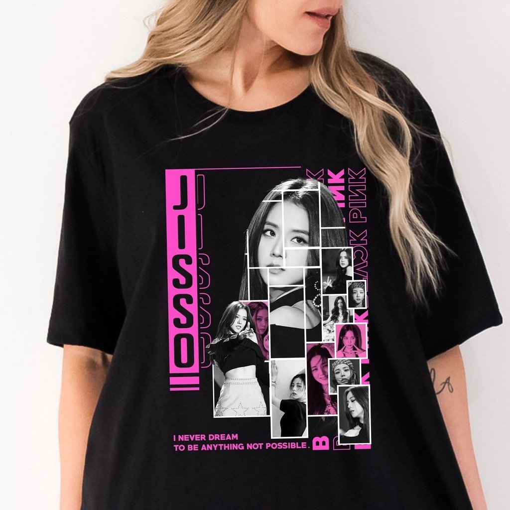เสื้อยืด Jisoo BLACKPINK ลวดลายสีชมพู กุหลาบPretty ในสไตล์ Jennie และLisa ของขวัญperfectสำหรับblink