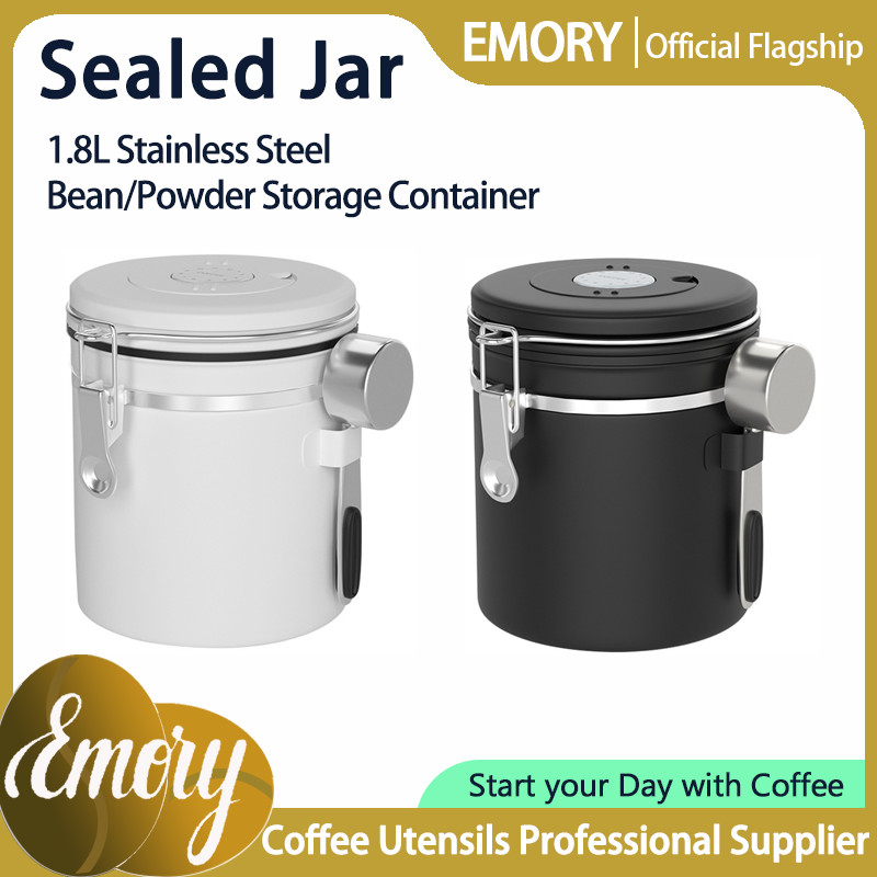 Emory 1.5/1.8L Stainless Steel Coffee Sealed Jar for Coffee Bean/Coffee Powder Storage Container