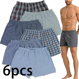 6/12pcs Men's Plaid Boxer Shorts New Summer Style Casual Loose Sports Underwear