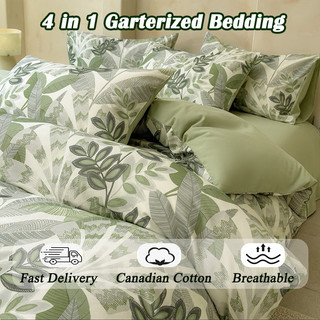 4 in 1 Full Garterized Bedding Set Double Queen King Bedsheet High Quality Bedding Set Duvet Cover