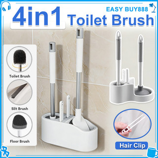 4 in 1 Toilet Brush Set Toilet Bowl Cleaner with Holder Wall-mounted Brush For Bathroom Cleaning