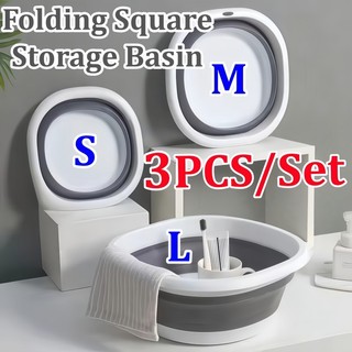 Foldable Silicone Wash Basin Portable Collapsible Space Saving Multi Use Travel Home Durable Useful