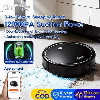 Tixx Robot Vacuum Cleaner 3 in 1 Wet and Dry Robot Vacuum For Home 12000Pa Wireless Carpet Cleaning