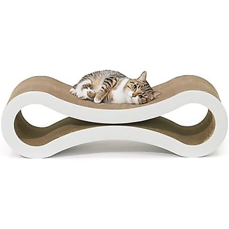 BOWHAUS Infinity Cat Scratcher Lounger, Reversible Scratcher, Infinity Cat Cardboard Scratching Pad,