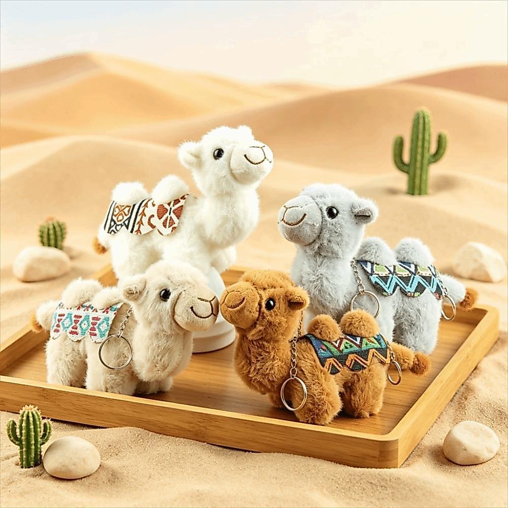 LILYES Plush Camel พวงกุญแจ, แฟชั่นน่ารักยัดไส้ Camel พวงกุญแจ, กระเป๋า Charm ตุ๊กตาสัตว์ Camel พวงก