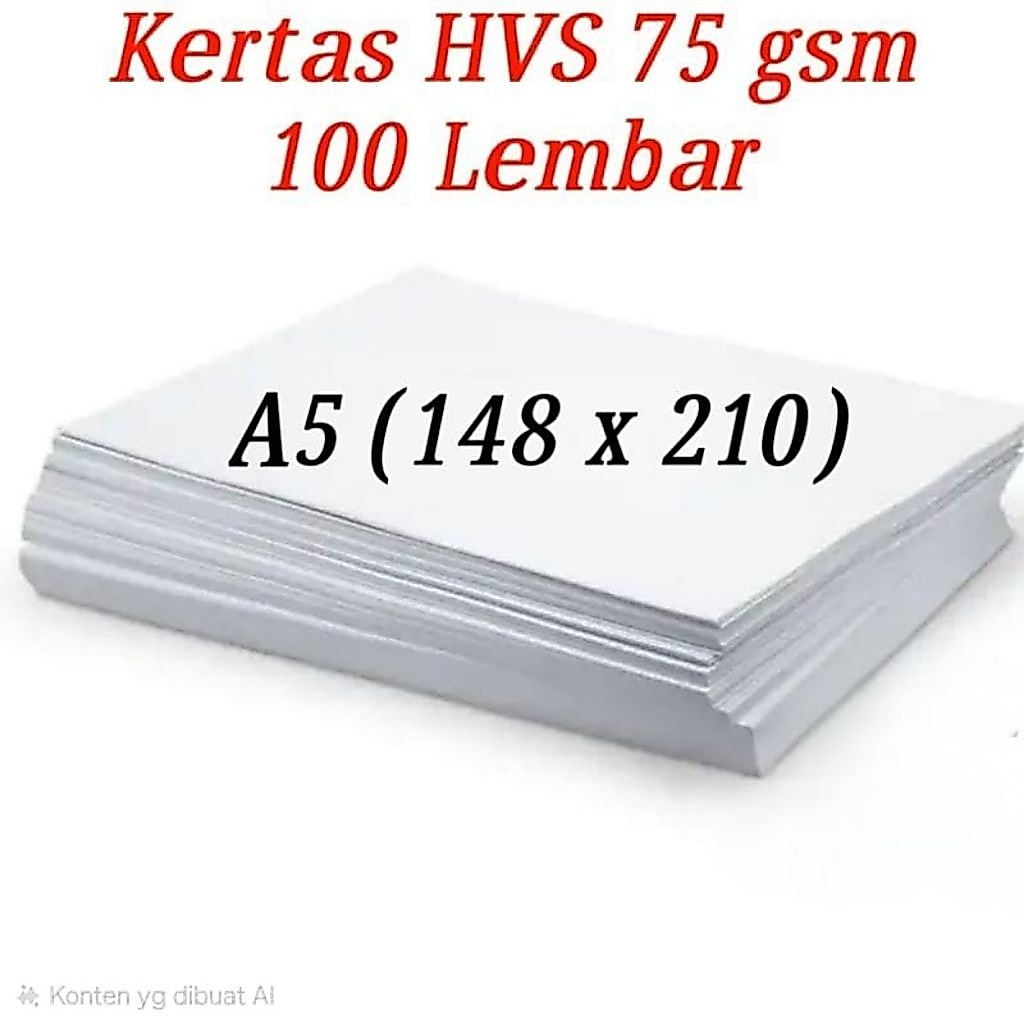 [แพ็ค 100 LBR] กระดาษขาว A5 HVS 75GSM / A-5 75 GSM HVS PAPER