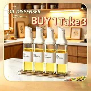 BUY 1 TAKE 3 Glass Oil Jar Automatic Open Oil Bottle Seasoning Container Leakproof Bottle Oil Tank