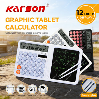 KARSON Calculator With Handwriting Pad For Student 12 Digits Big Display Screen Dual Power Colorful