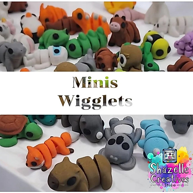 (ตอนที่ 2) ขนาดกลาง Mini Animals Minis Wigglets Pick Your Own Articulting Tiny Animals 3D พิมพ์ Fidg