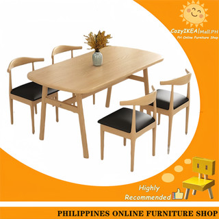 CozyIKEA Wood Dining Table Set With 4 Chairs Solid Wood Table Wooden Tables Nordic Table For Kitchen