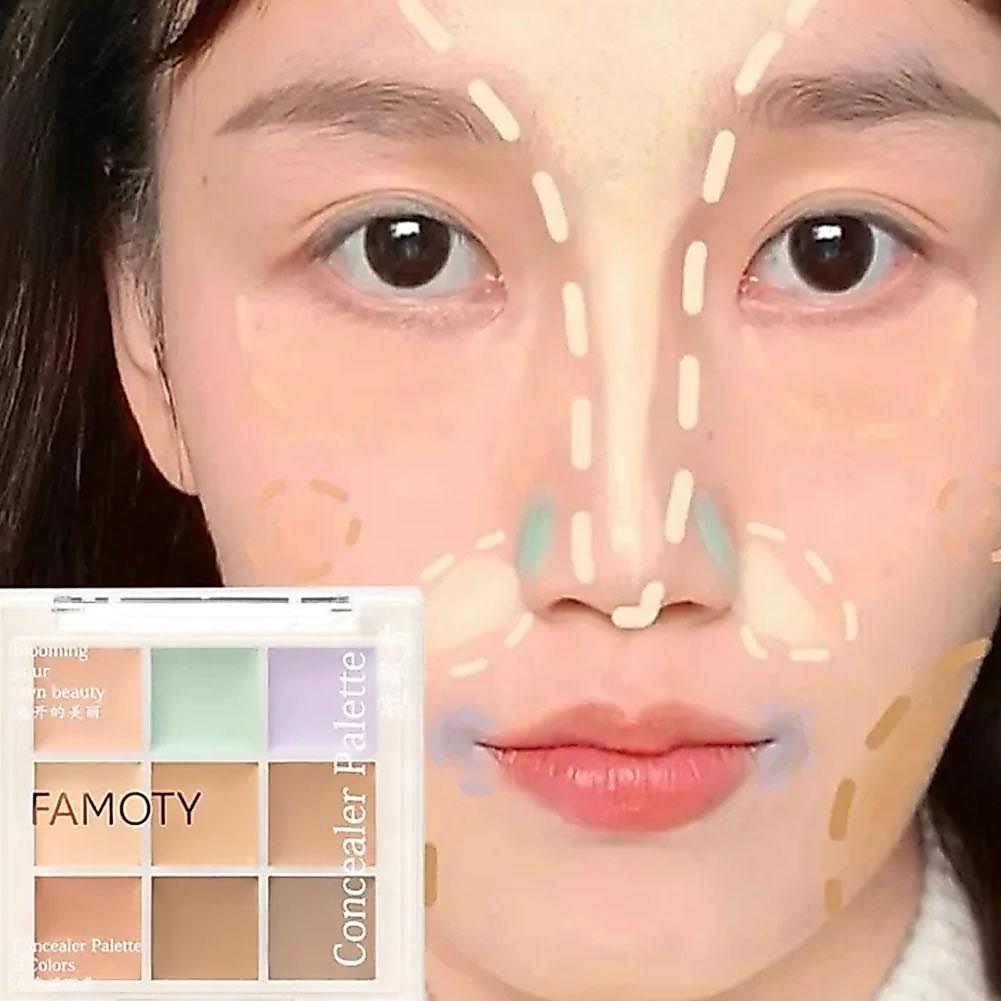 美亚✨☆9 สีคอนซีลเลอร์ Palette Matte Face Contour ฝาครอบกันน้ํา Dark Acne Spot คอนซีลเลอร์ W8