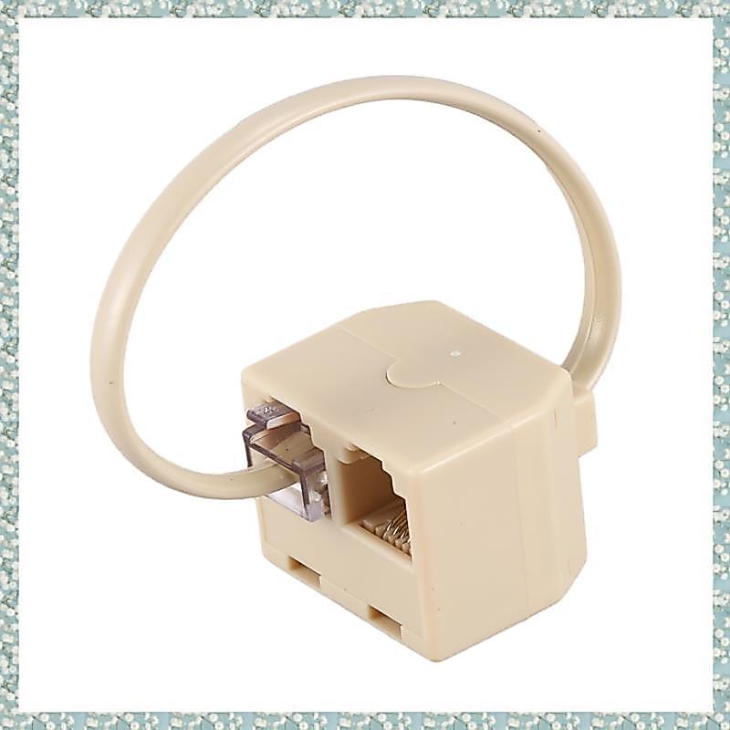 [h5bl3j6wj.ph] RJ11 6P4C 2 Way Outlet โทรศัพท์ Jack Line Splitter Adapter สีเบจ