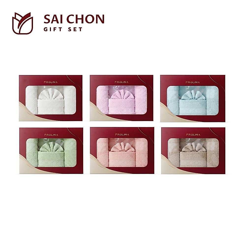 Frolina Gift Set Mala: SaiChon Collection ผ้าขนหนูเช็คตัว ขนาด 30x60+15x30 นิ้ว