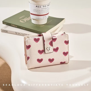 SeaGloca Heart Beat Series Multi-Function Love Heart Print Bifold Coin Purse Wallet for Women No 28