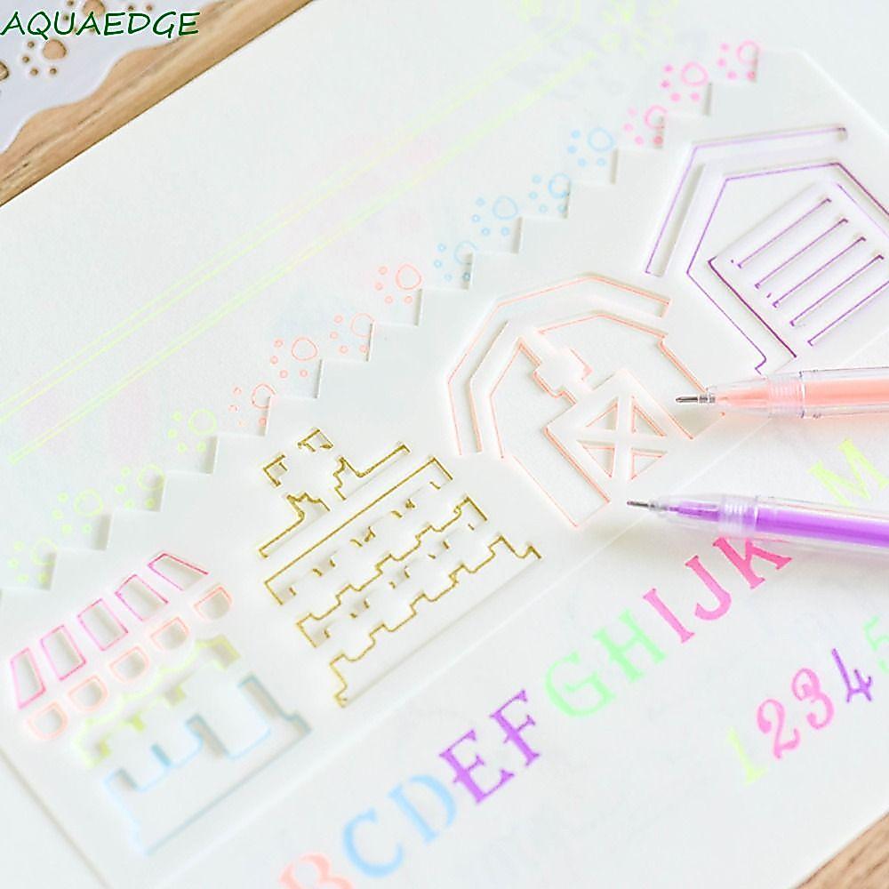 AQUAEDGE วาดแม่แบบ Hollowed นักเรียนภาพวาดเครื่องมือมือวาด Scrapbooking อัลบั้มภาพ Letter Stencil